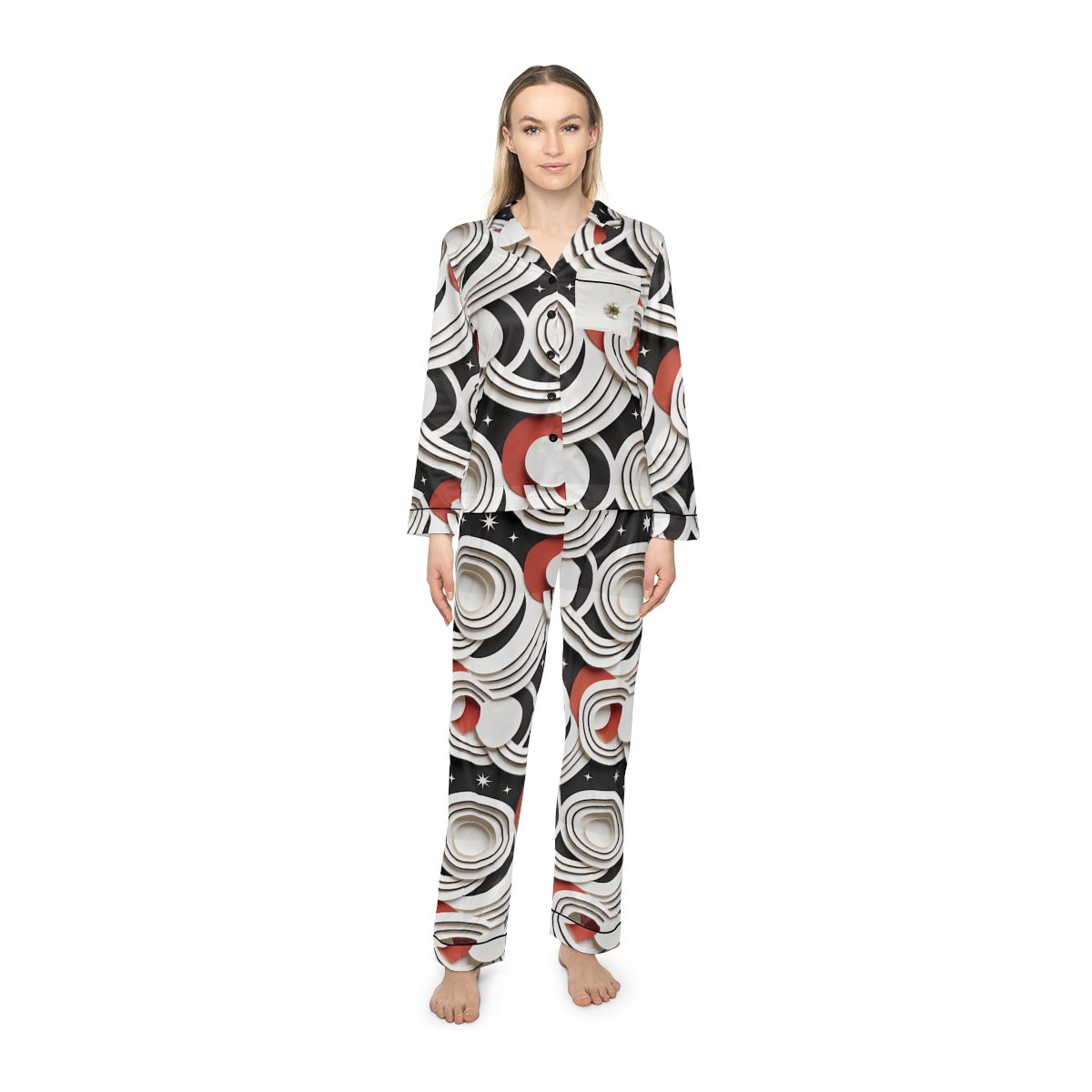 HD Paper Orbit Women’s Satin Pajama Set — additional view