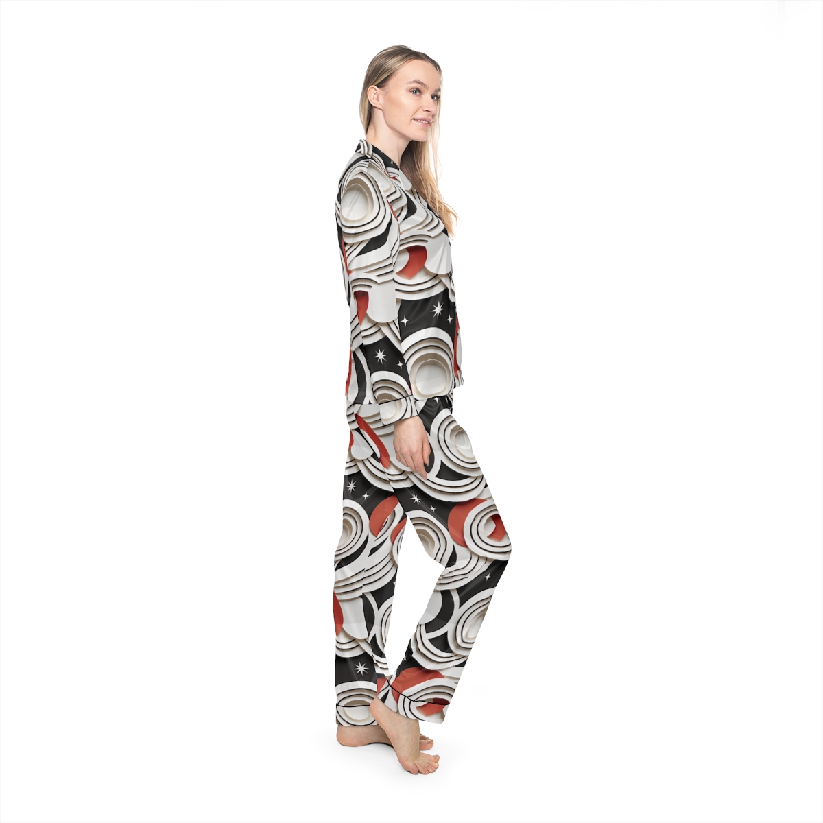 HD Paper Orbit Women’s Satin Pajama Set — additional view