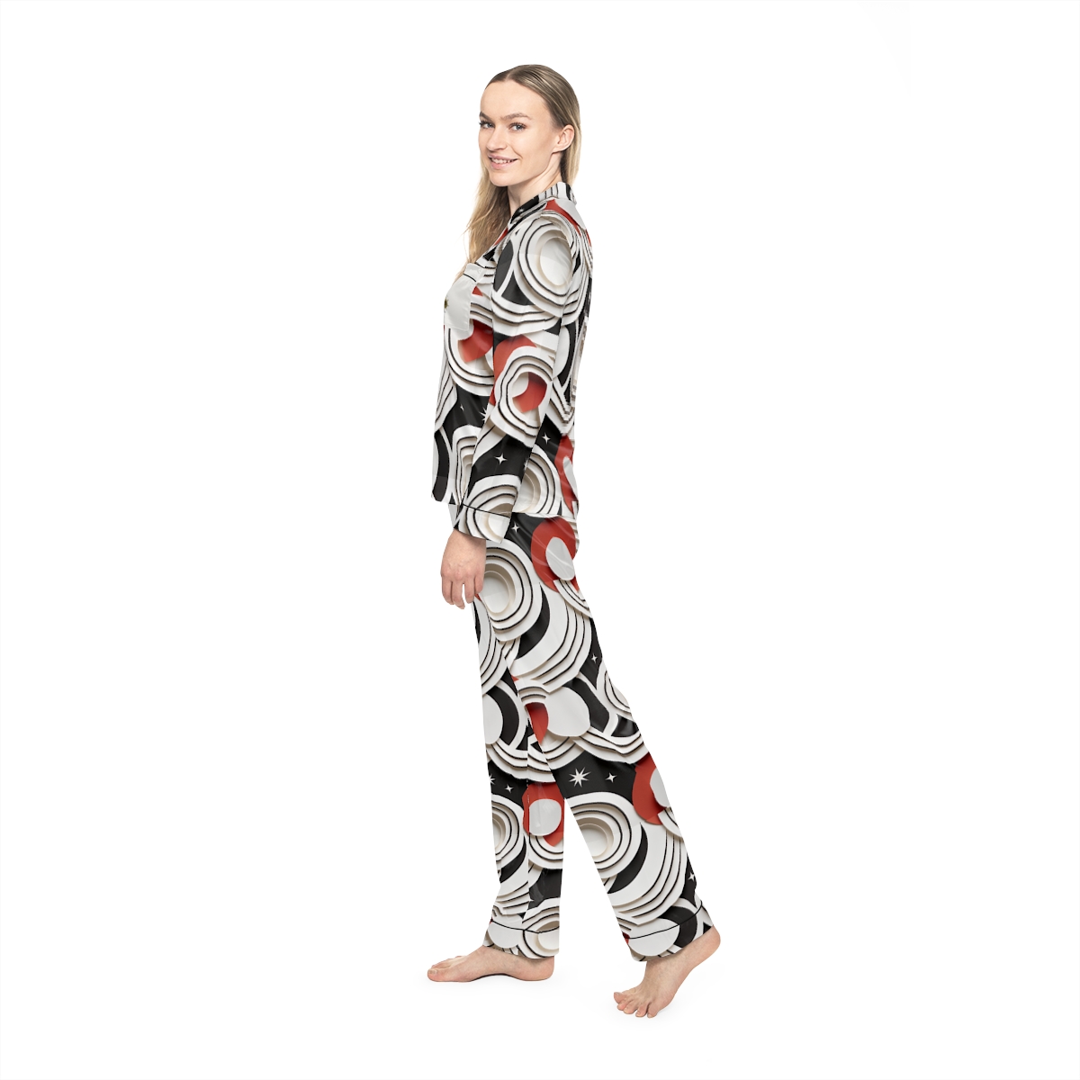 HD Paper Orbit Women’s Satin Pajama Set — additional view