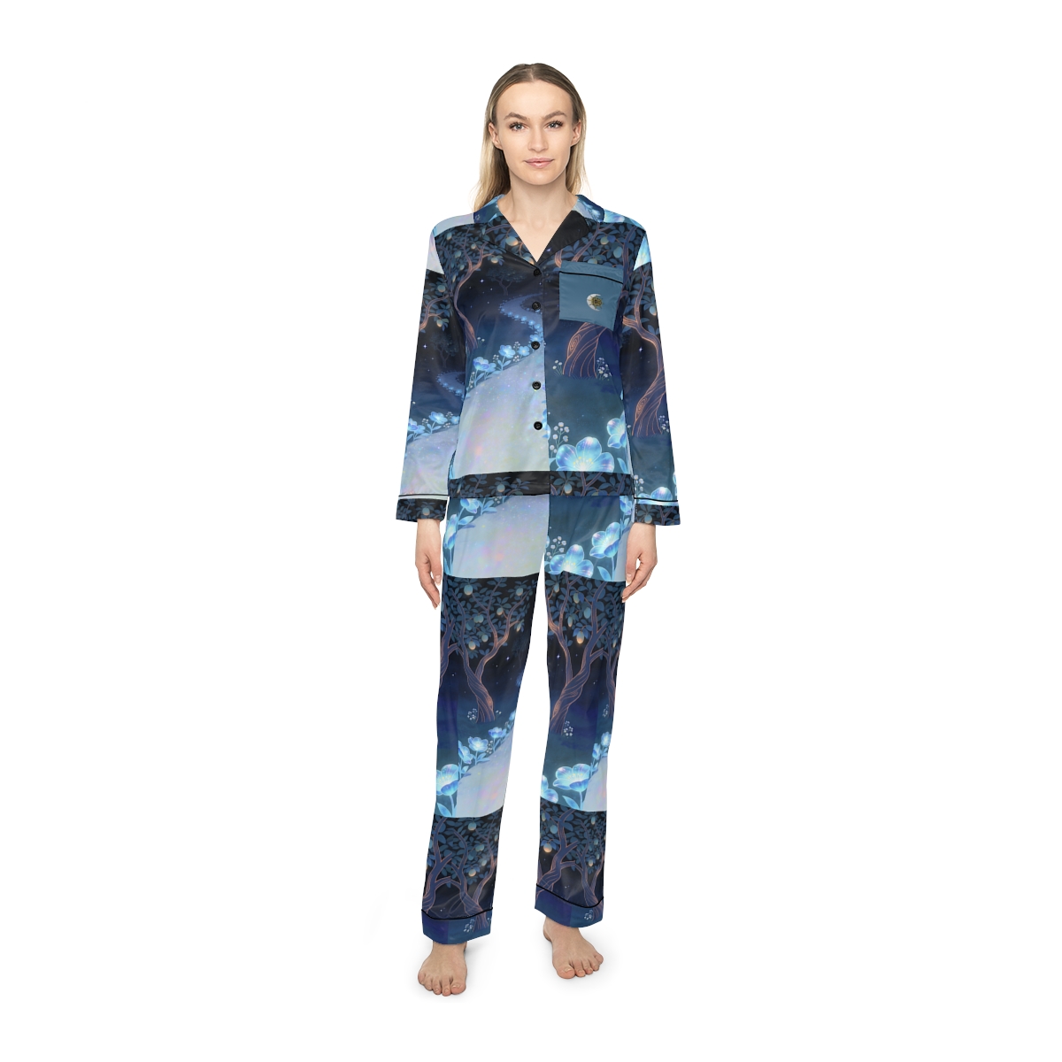 HD Starlit Orchard Women’s Satin Pajama Set — additional view