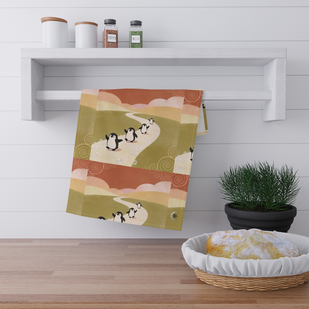 HD Ambertrail Penguins 100% Cotton Twill Tea Towel