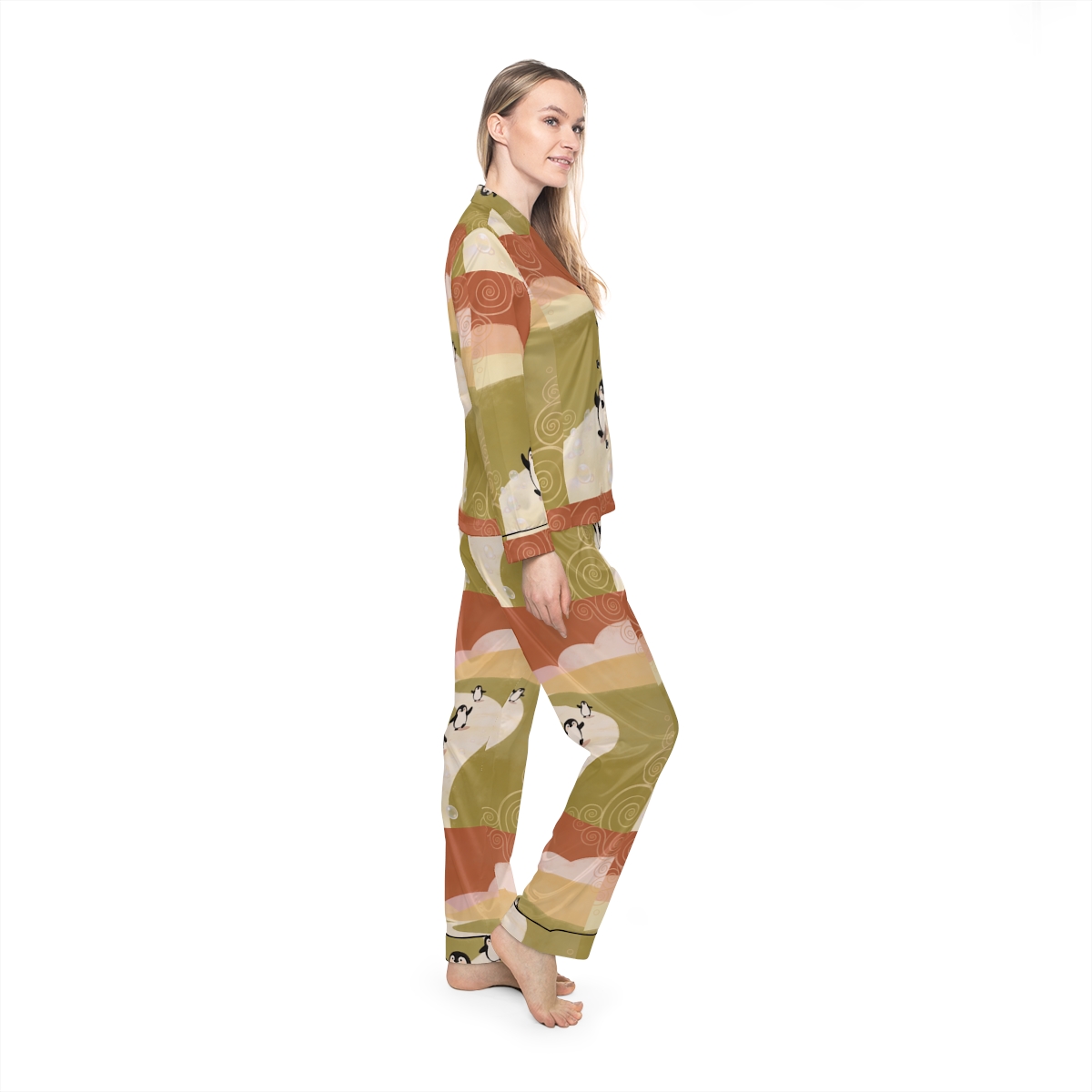 HD Ambertrail Penguins Women’s Satin Pajama Set — additional view