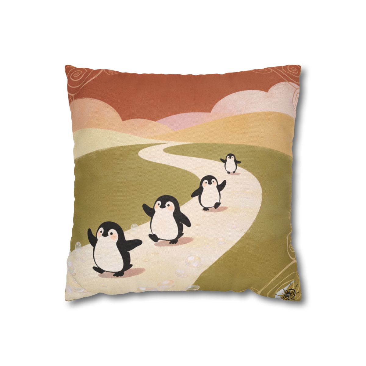 HD Ambertrail Penguins Square Polyester Pillow Cover