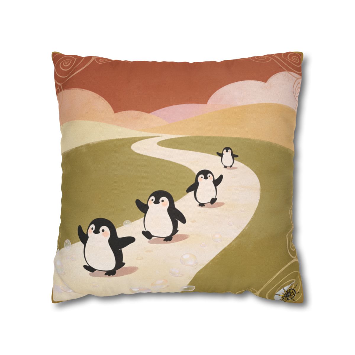 HD Ambertrail Penguins Square Polyester Pillow Cover — additional view