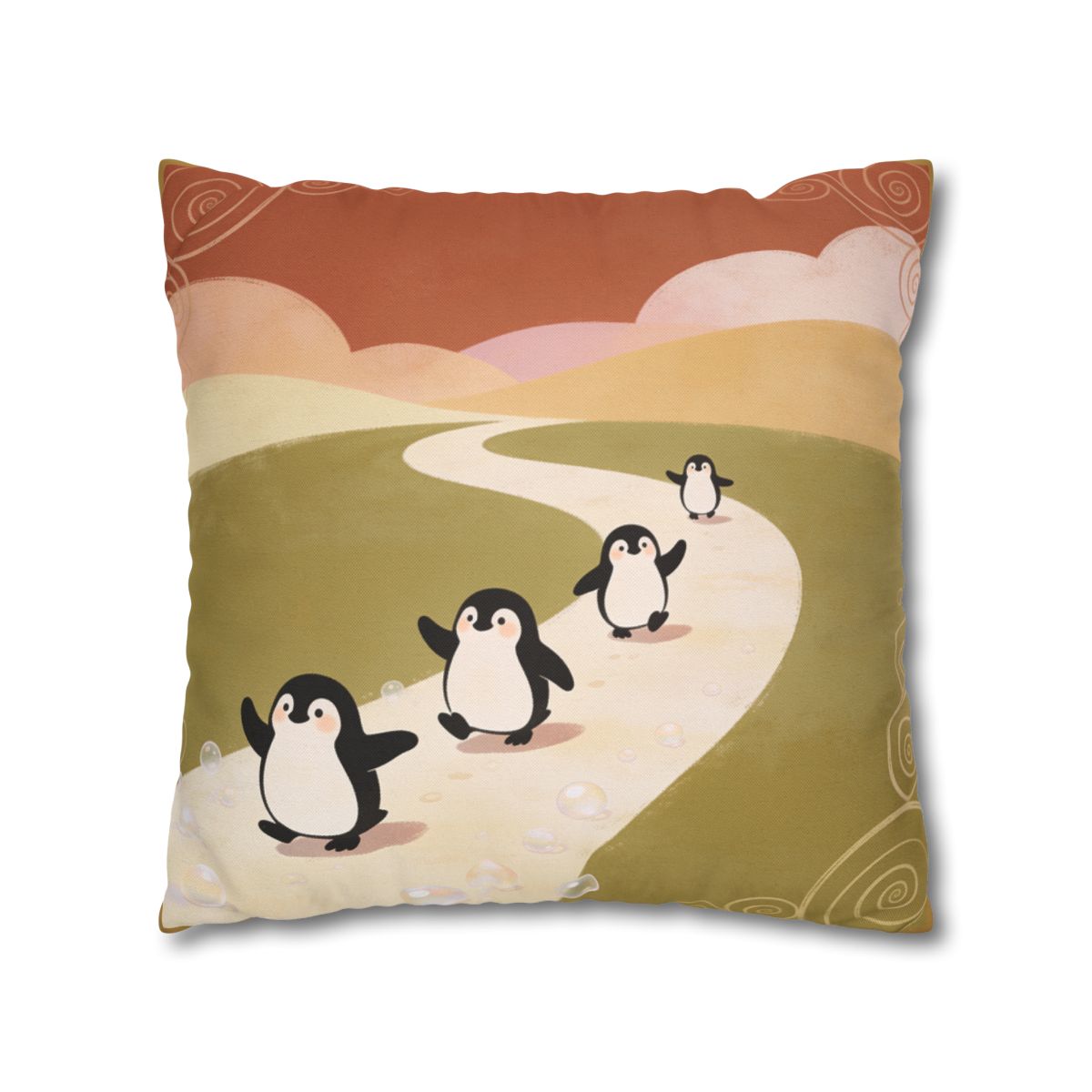 HD Ambertrail Penguins Square Polyester Pillow Cover — additional view