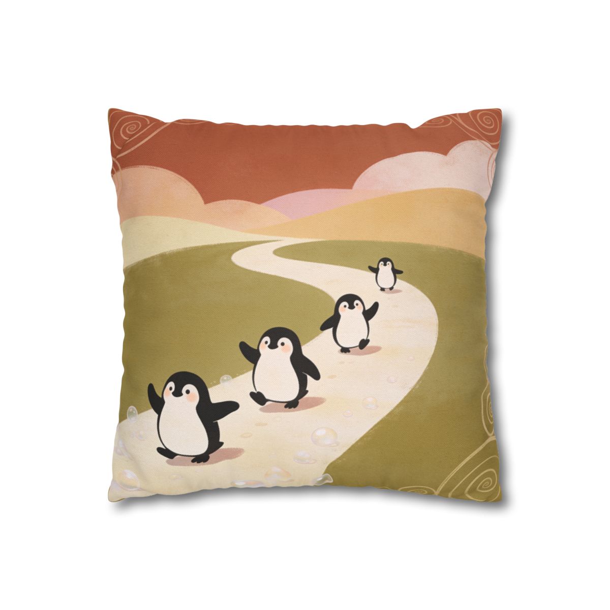 HD Ambertrail Penguins Square Polyester Pillow Cover — additional view