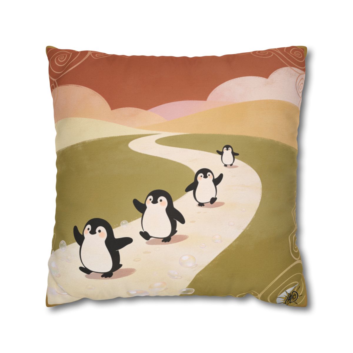 HD Ambertrail Penguins Square Polyester Pillow Cover — additional view