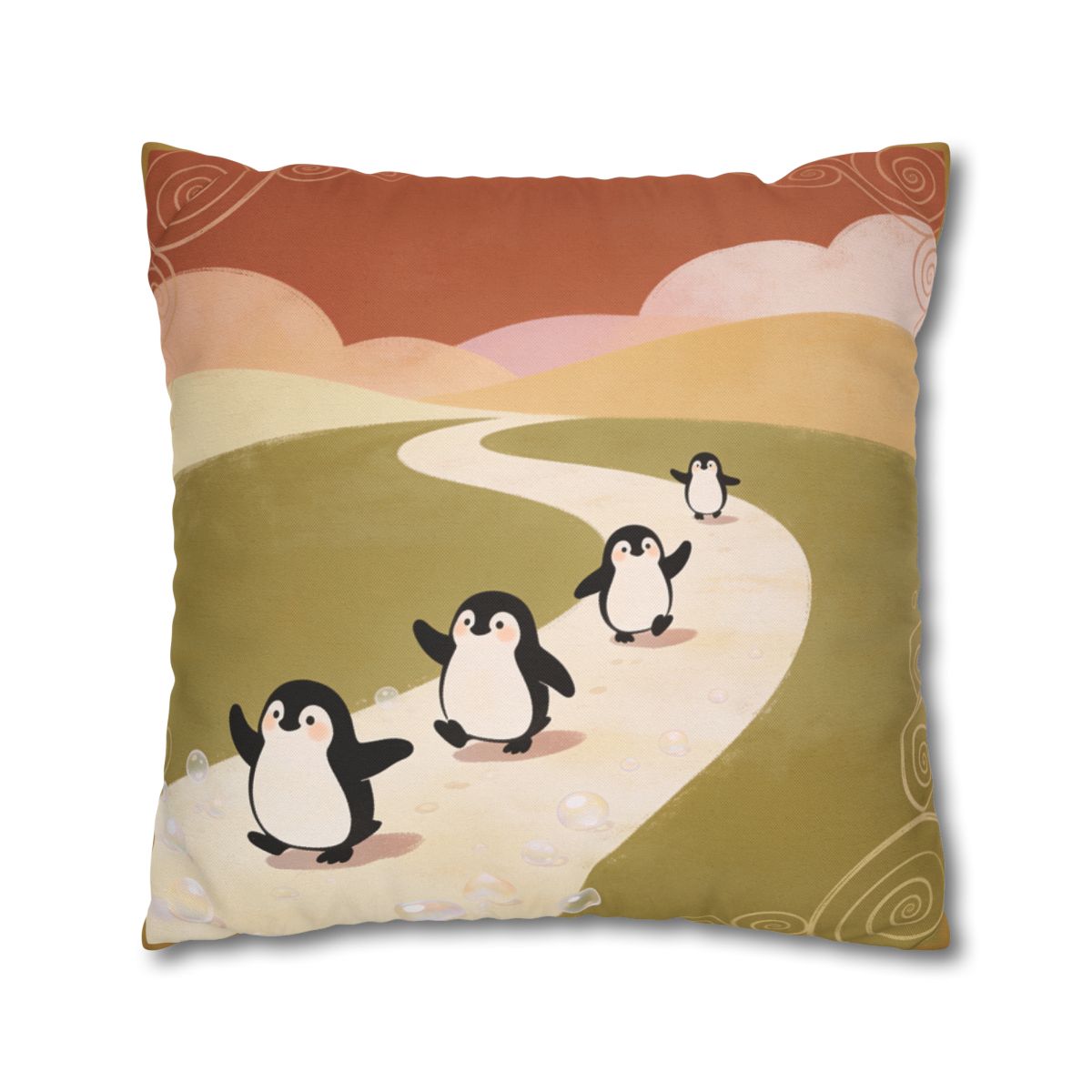 HD Ambertrail Penguins Square Polyester Pillow Cover — additional view