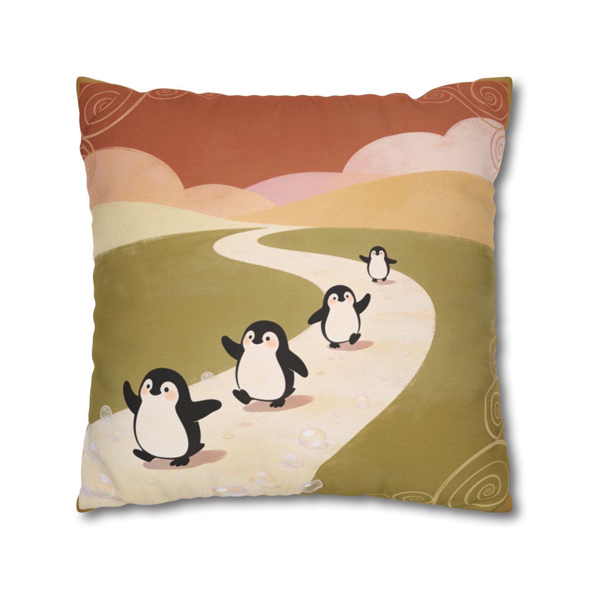 HD Ambertrail Penguins Square Polyester Pillow Cover — additional view
