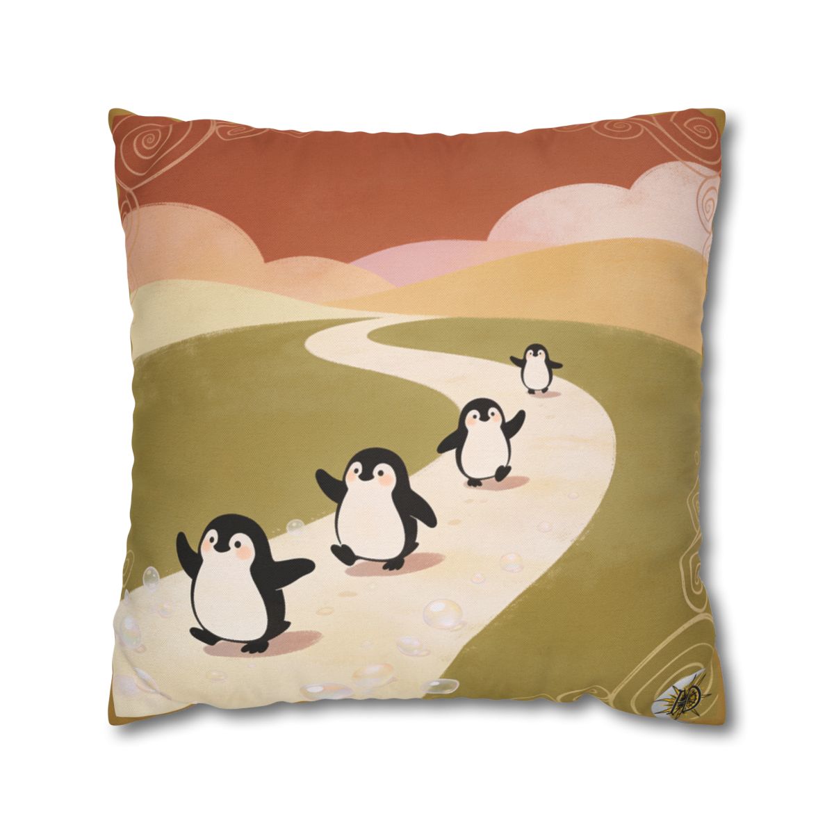 HD Ambertrail Penguins Square Polyester Pillow Cover — additional view
