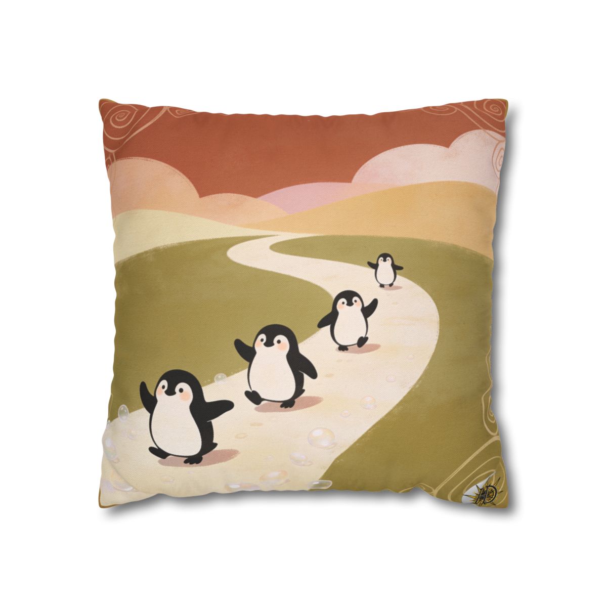 HD Ambertrail Penguins Square Polyester Pillow Cover — additional view
