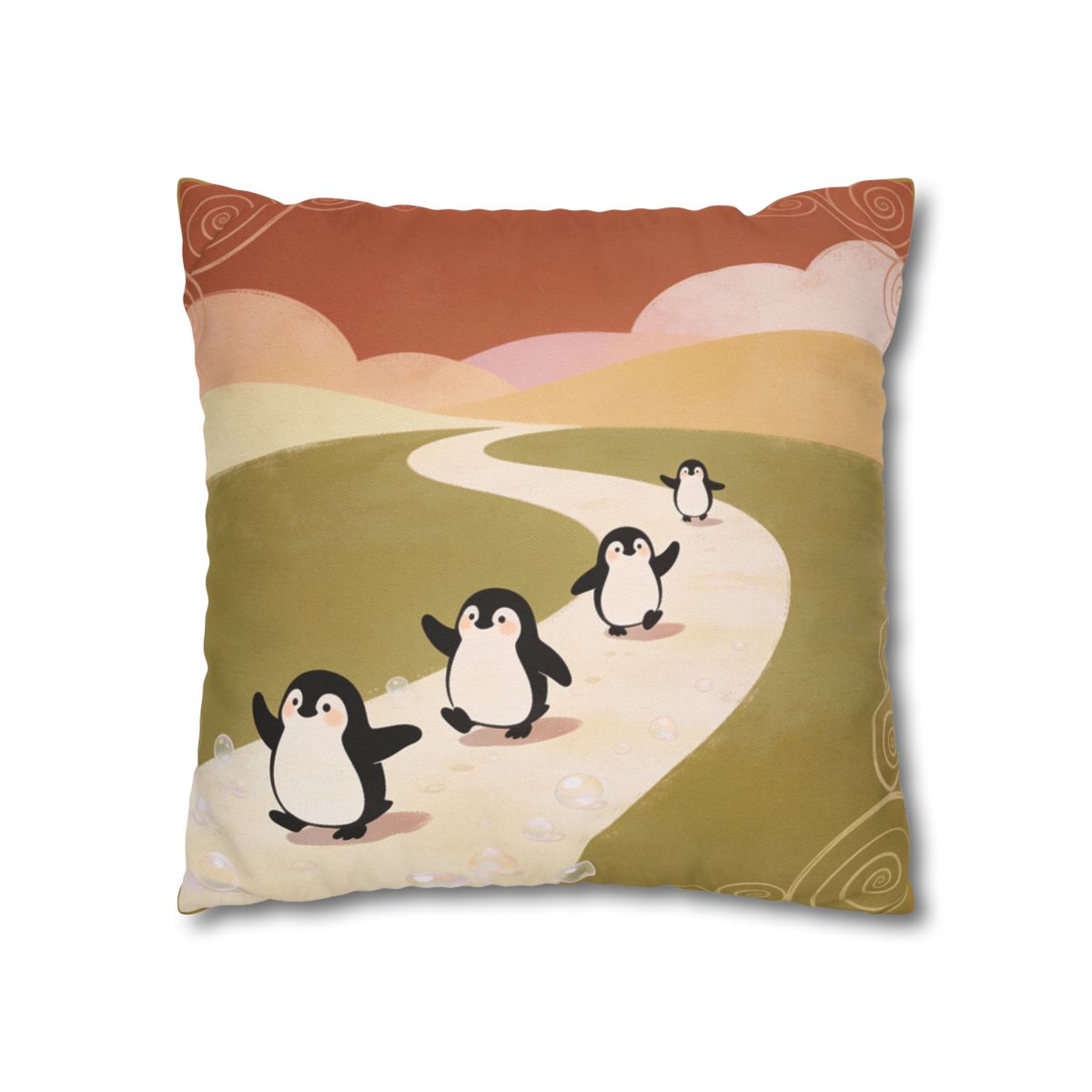 HD Ambertrail Penguins Square Polyester Pillow Cover — additional view