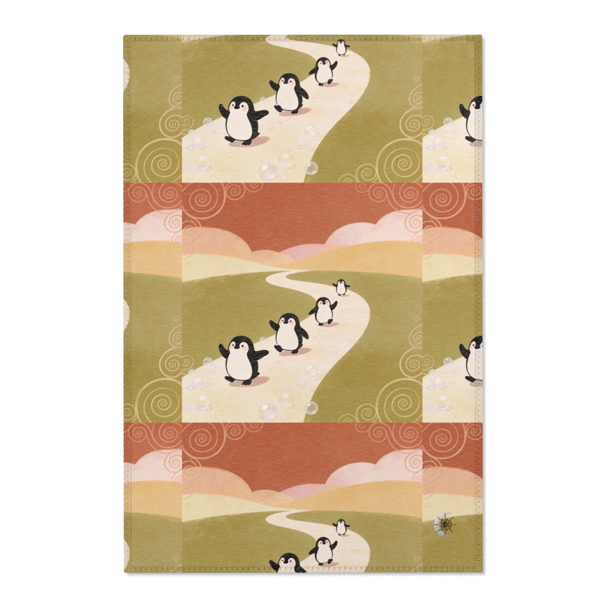 HD Ambertrail Penguins Polyester Chenille Area Rug