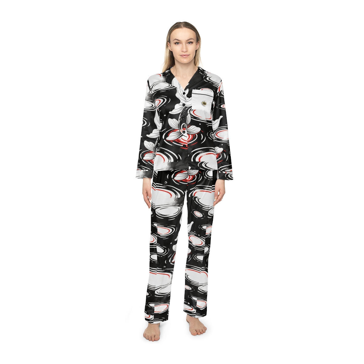 HD Ripplefin Friend Women’s Satin Pajama Set — additional view