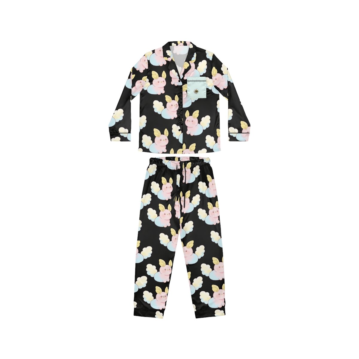 HD Pastel Leafpuffs Women’s Satin Pajama Set