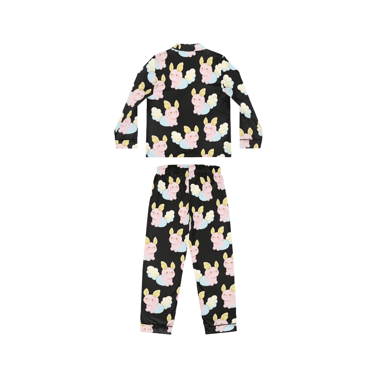 HD Pastel Leafpuffs Women’s Satin Pajama Set — additional view