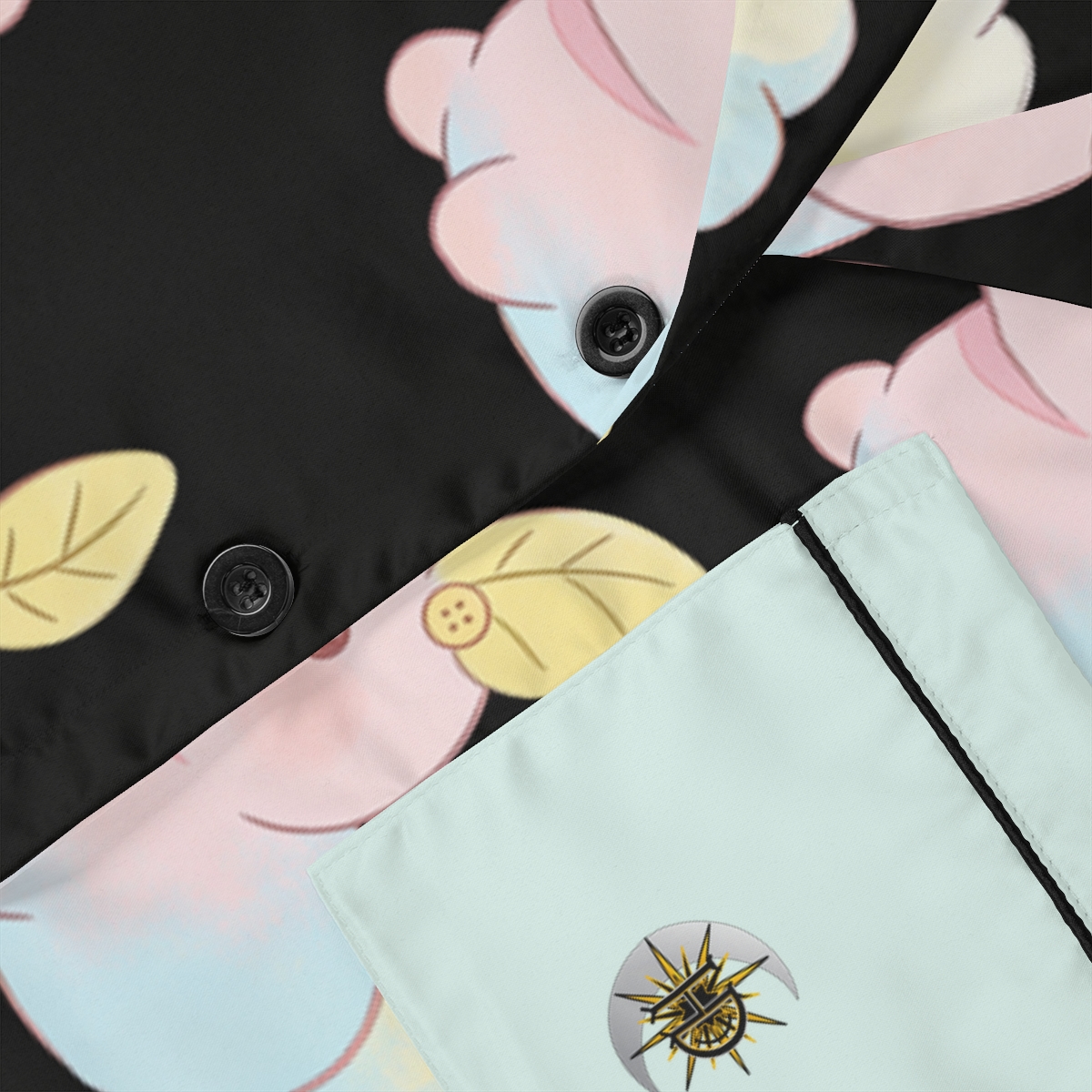 HD Pastel Leafpuffs Women’s Satin Pajama Set — additional view