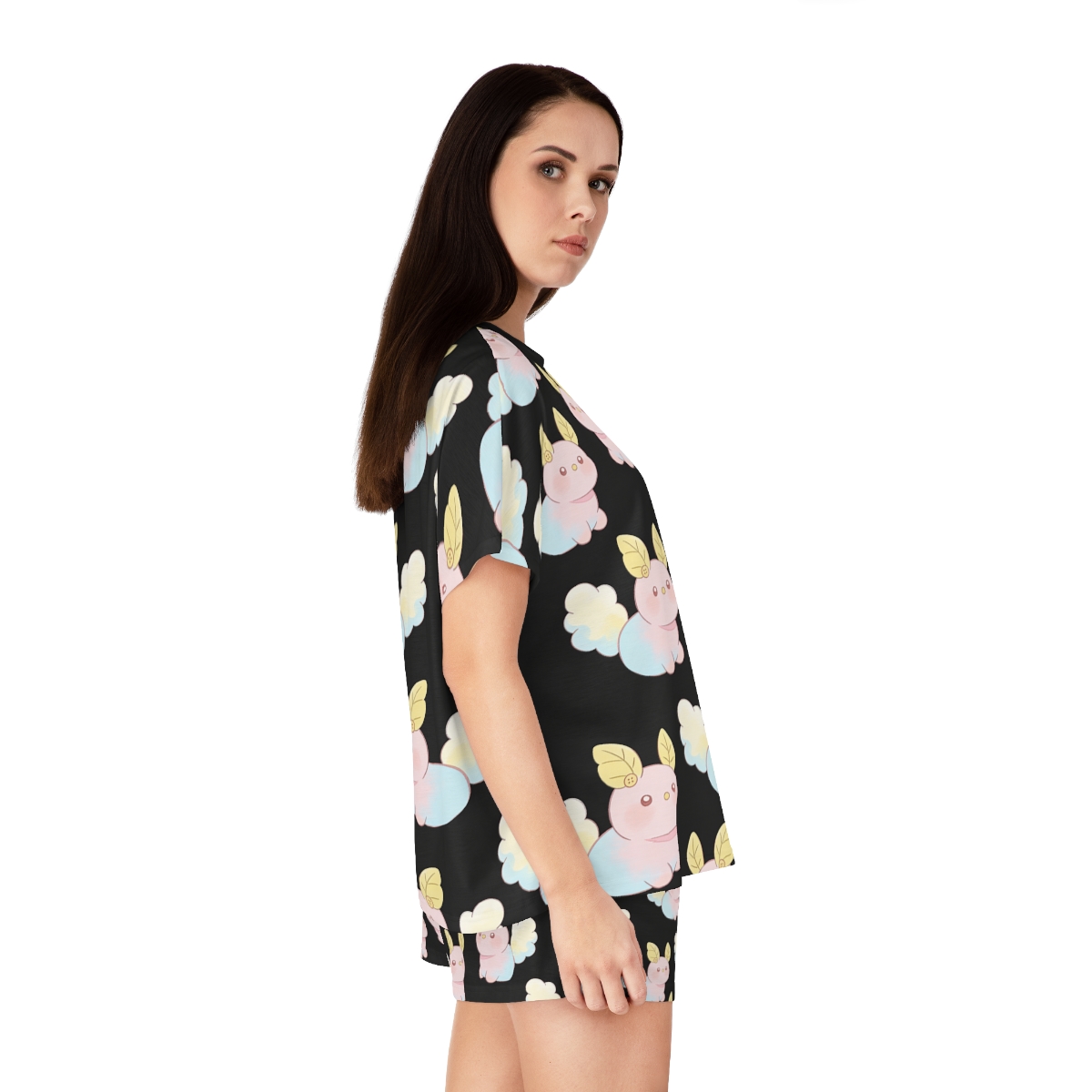HD Pastel Leafpuffs Women’s Short Pajama Set — additional view