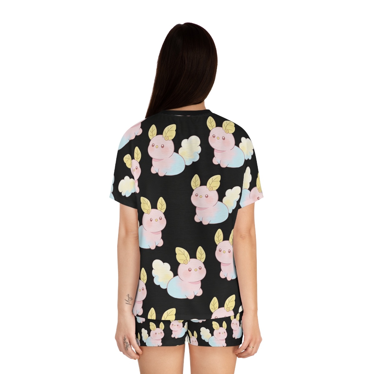 HD Pastel Leafpuffs Women’s Short Pajama Set — additional view