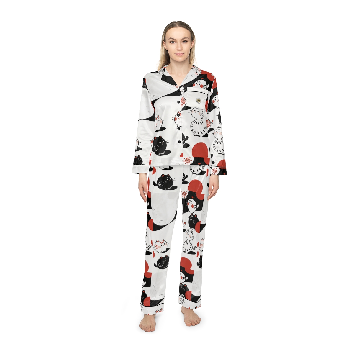 HD Moonpetal Friends Women’s Satin Pajama Set — additional view