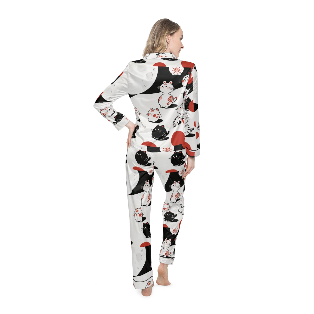 HD Moonpetal Friends Women’s Satin Pajama Set — additional view
