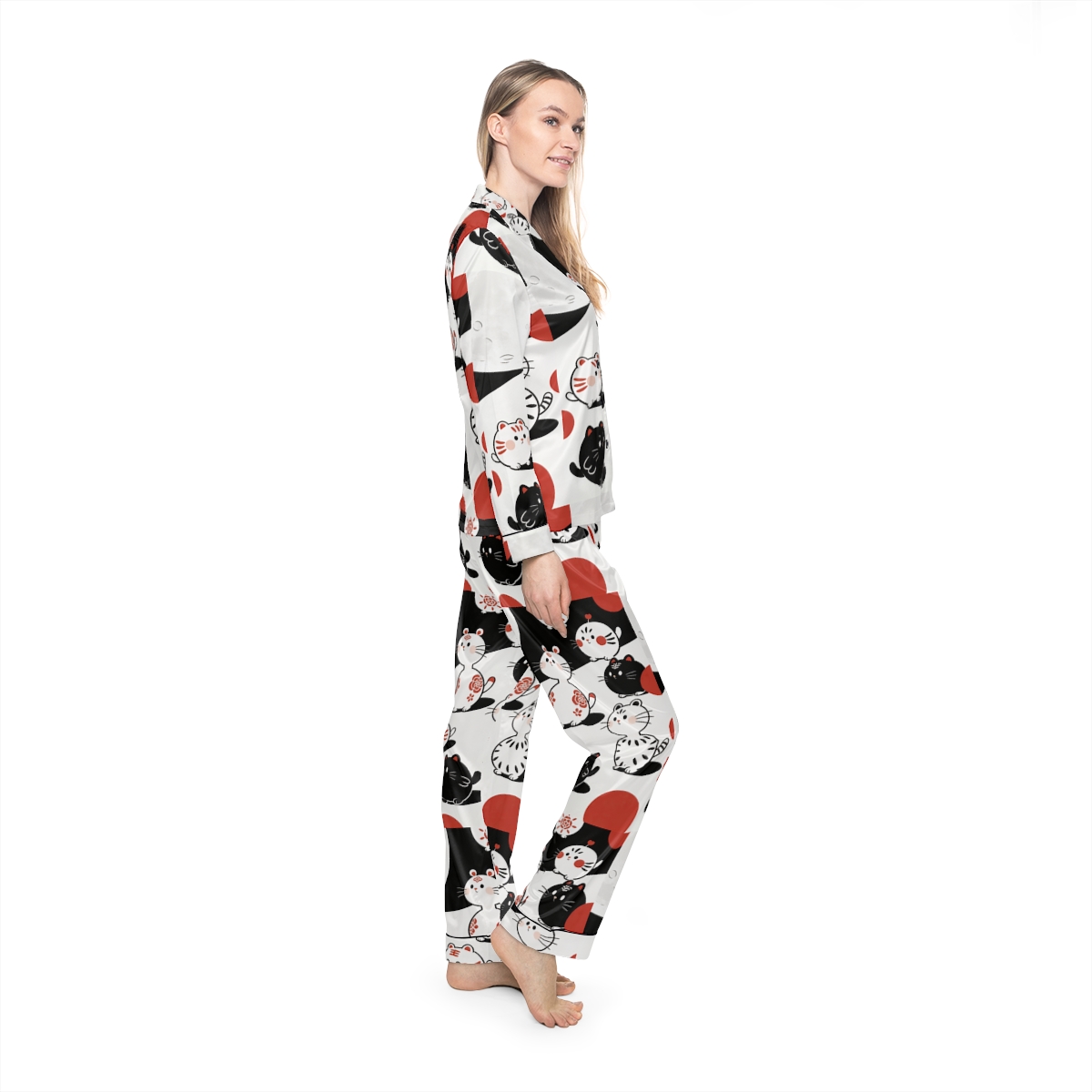 HD Moonpetal Friends Women’s Satin Pajama Set — additional view