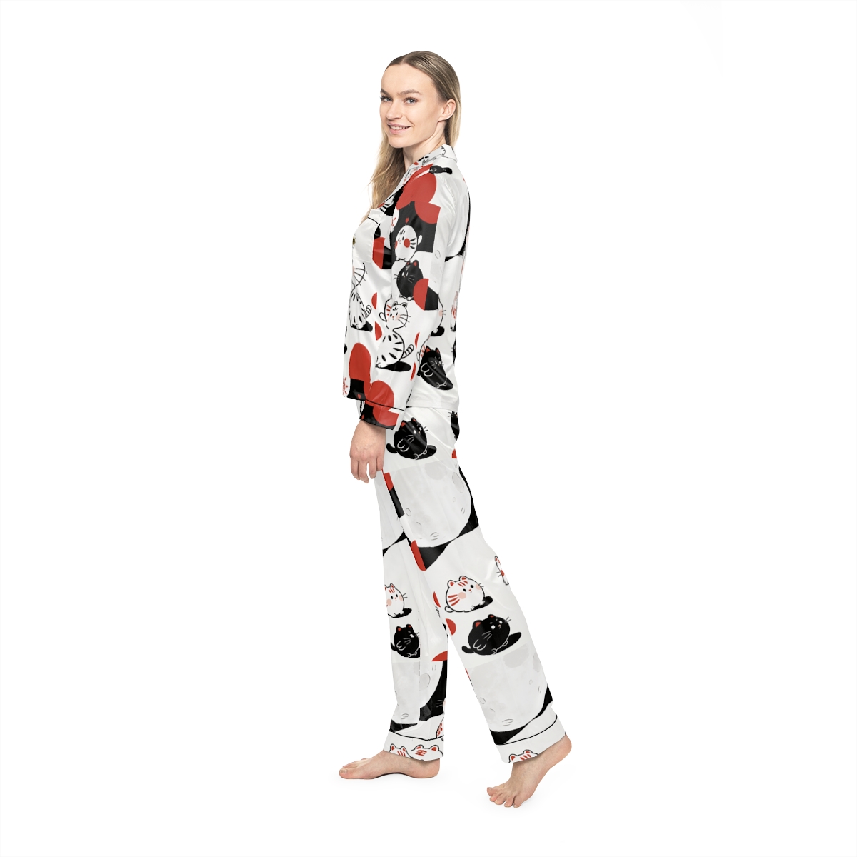 HD Moonpetal Friends Women’s Satin Pajama Set — additional view