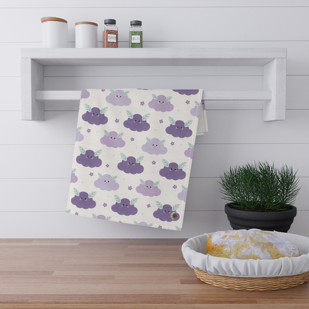 HD Lavender Leafcloud 100% Cotton Twill Tea Towel