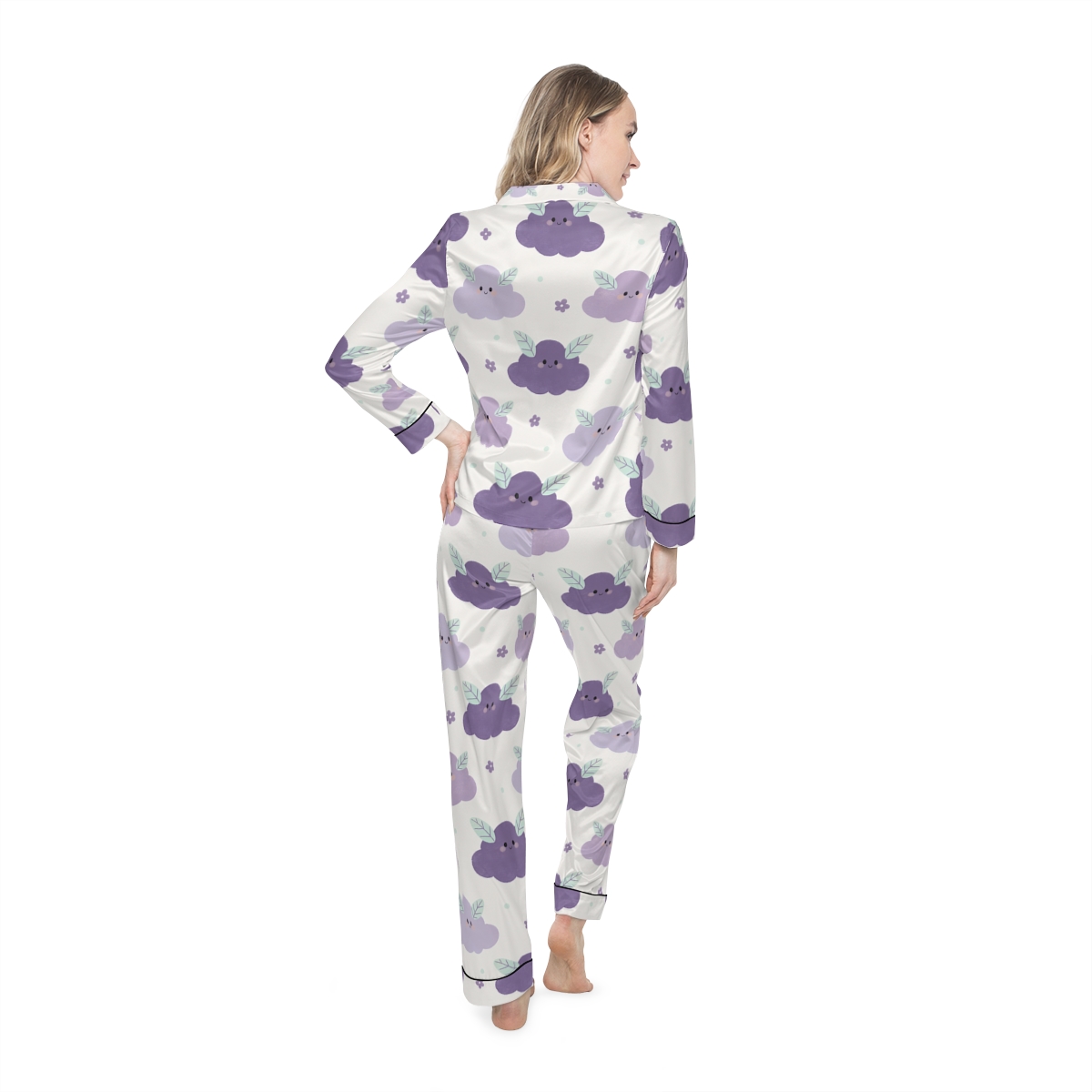 HD Lavender Leafcloud Women’s Satin Pajama Set — additional view