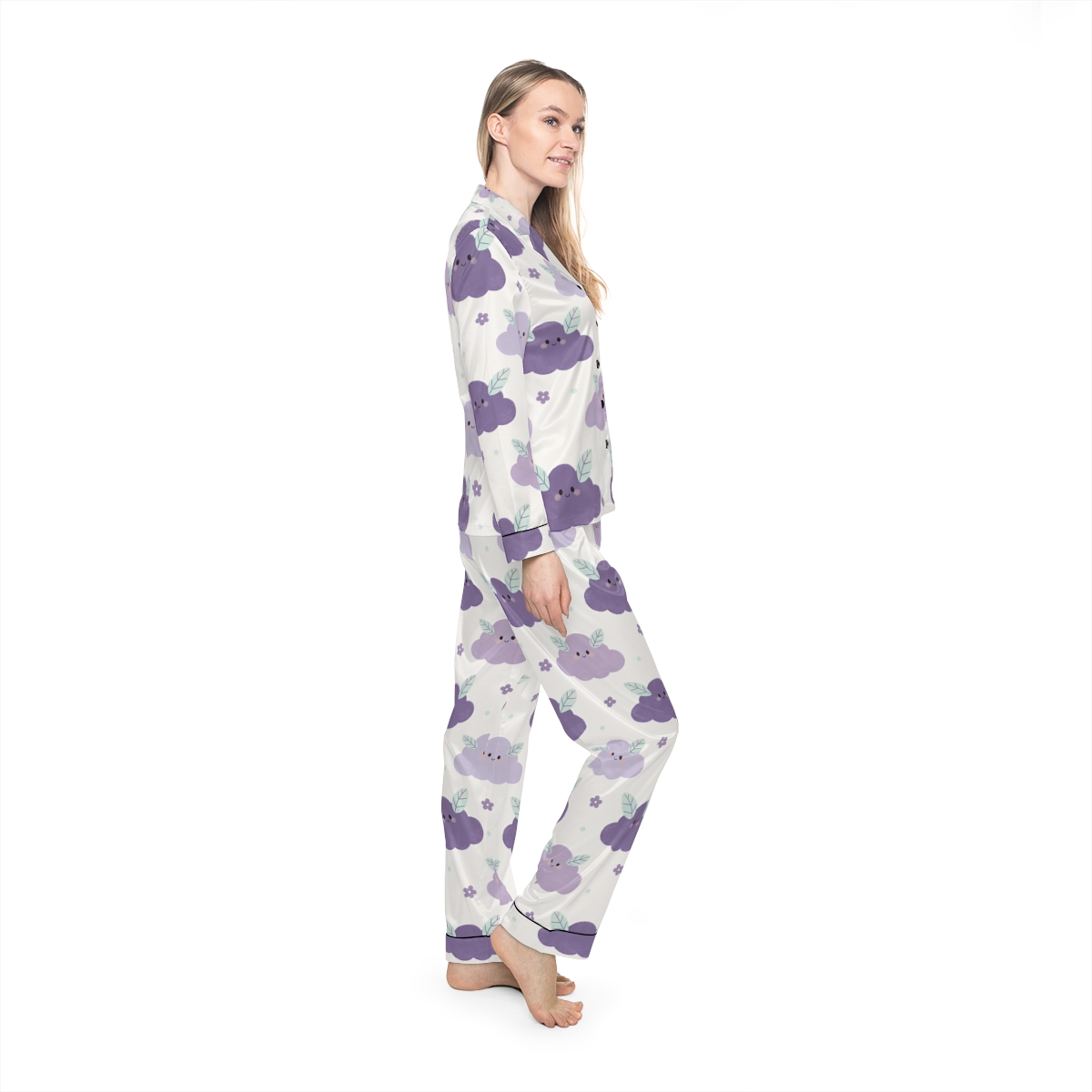 HD Lavender Leafcloud Women’s Satin Pajama Set — additional view
