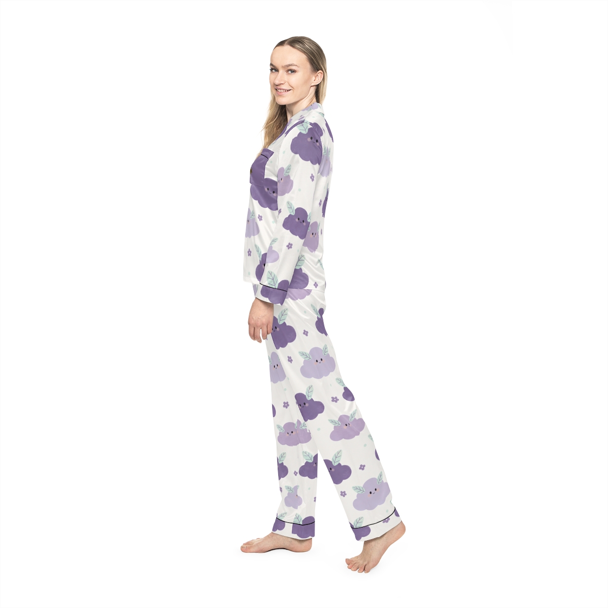 HD Lavender Leafcloud Women’s Satin Pajama Set — additional view