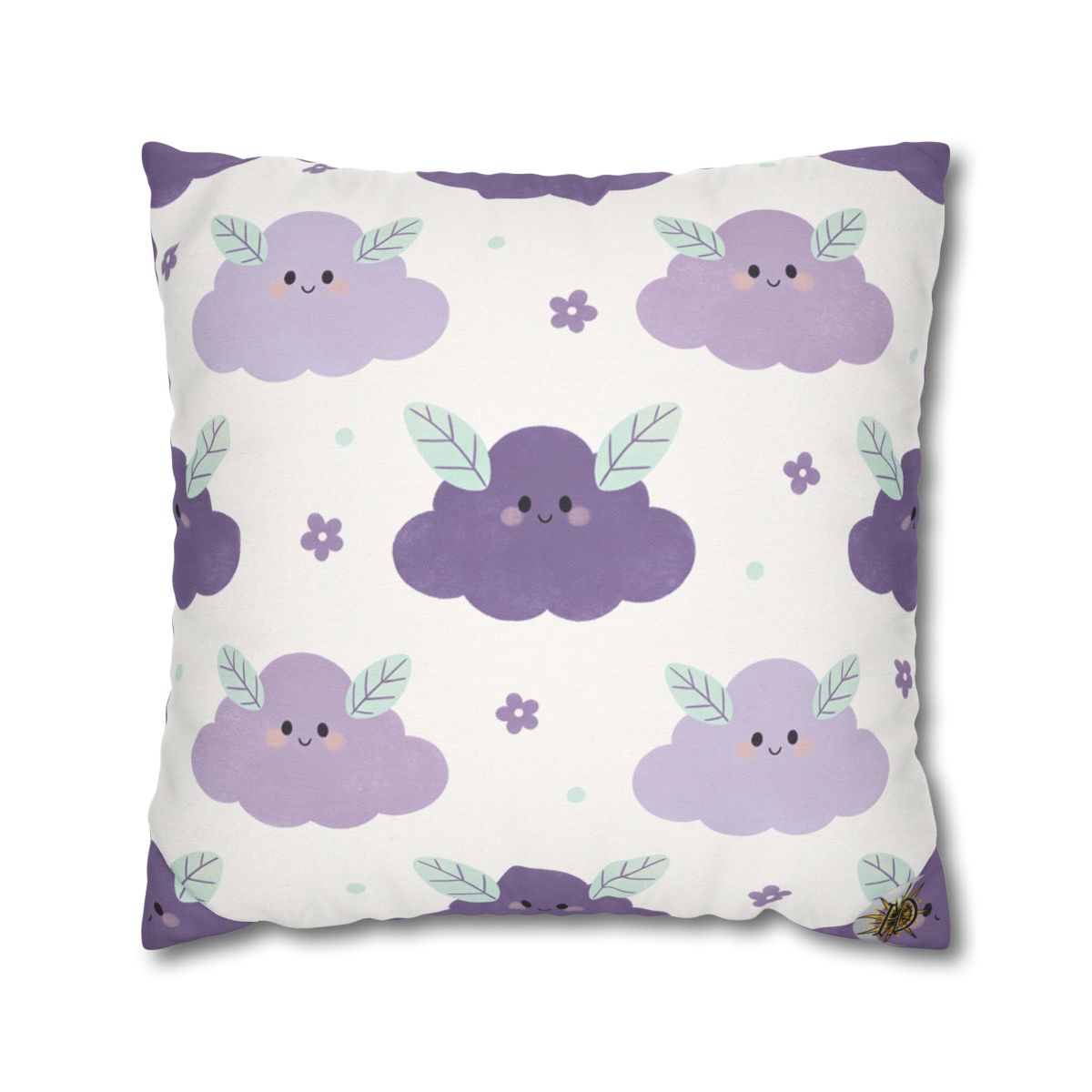 HD Lavender Leafcloud Square Polyester Pillow Cover — additional view
