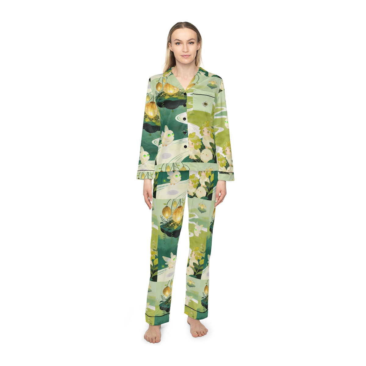 HD Lanternstream Friends Women’s Satin Pajama Set — additional view