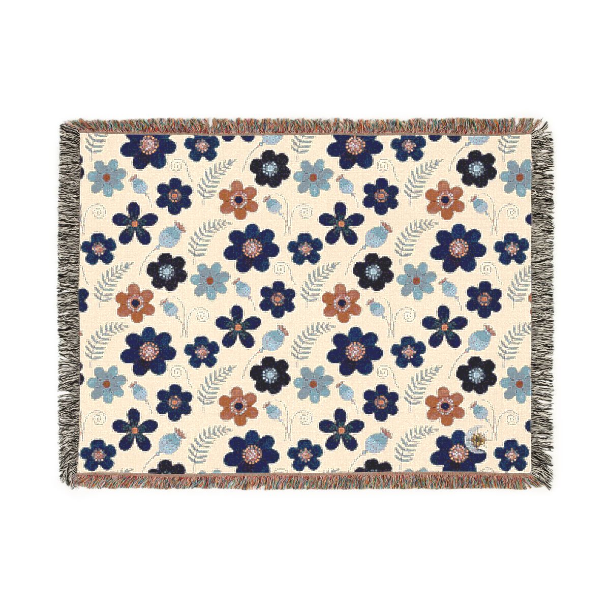 HD Midnight Meadow Florals 100% Cotton Woven Blanket — additional view