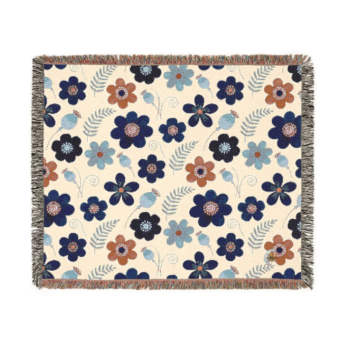 HD Midnight Meadow Florals 100% Cotton Woven Blanket — additional view