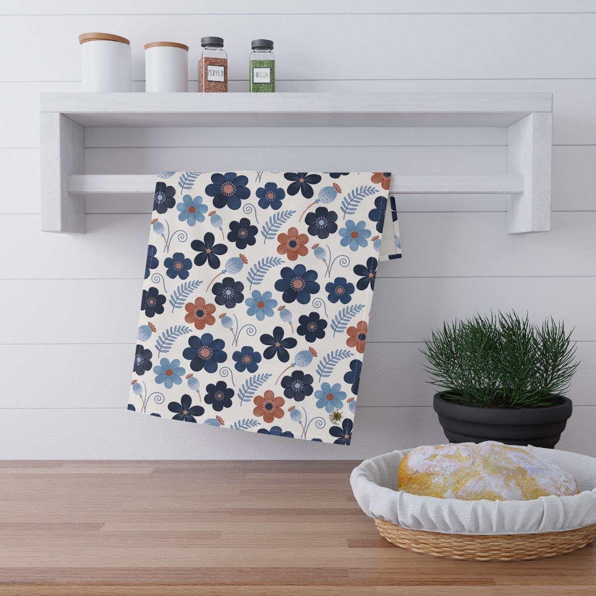 HD Midnight Meadow Florals 100% Cotton Twill Tea Towel