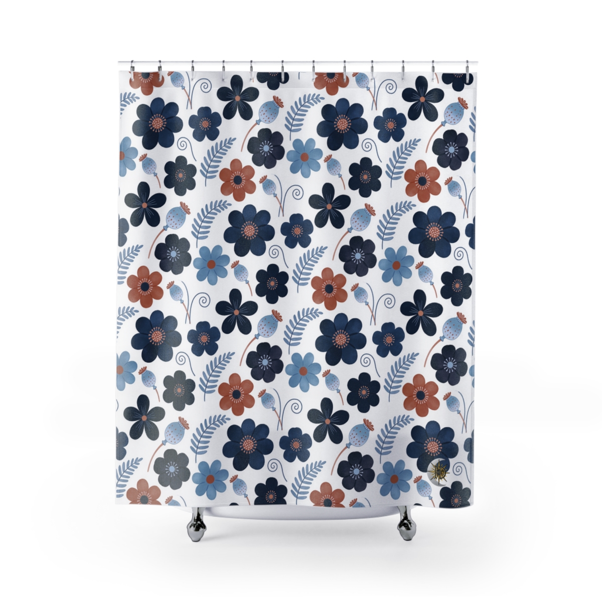 HD Midnight Meadow Florals Shower Curtain