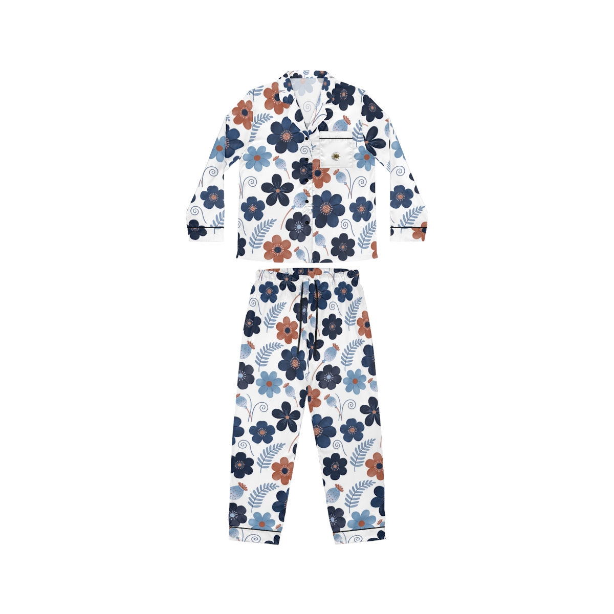 HD Midnight Meadow Florals Women’s Satin Pajama Set