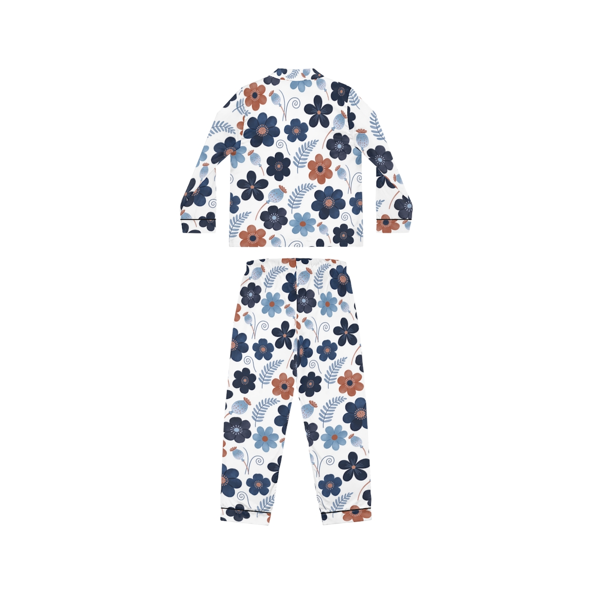 HD Midnight Meadow Florals Women’s Satin Pajama Set — additional view