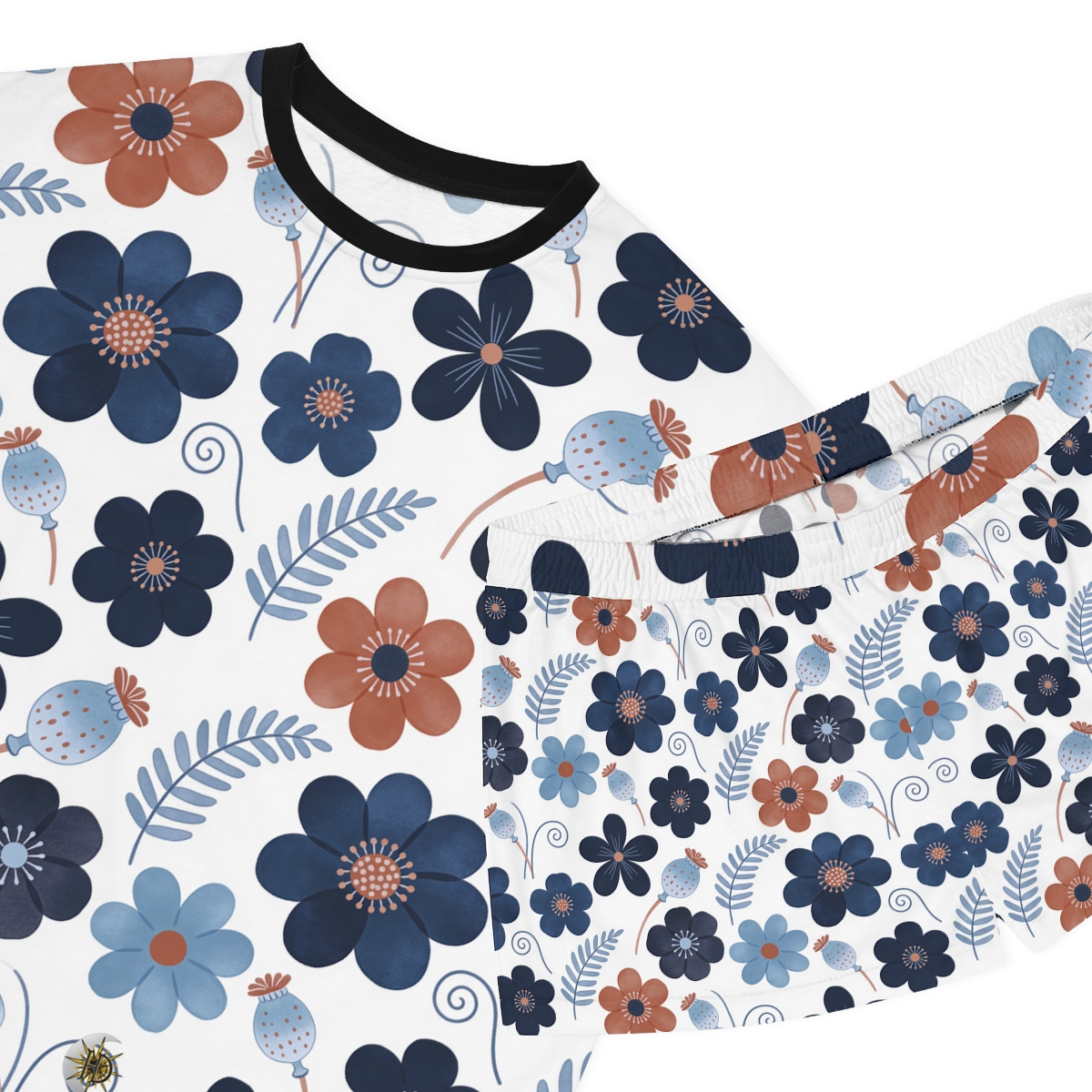 HD Midnight Meadow Florals Women’s Short Pajama Set — additional view
