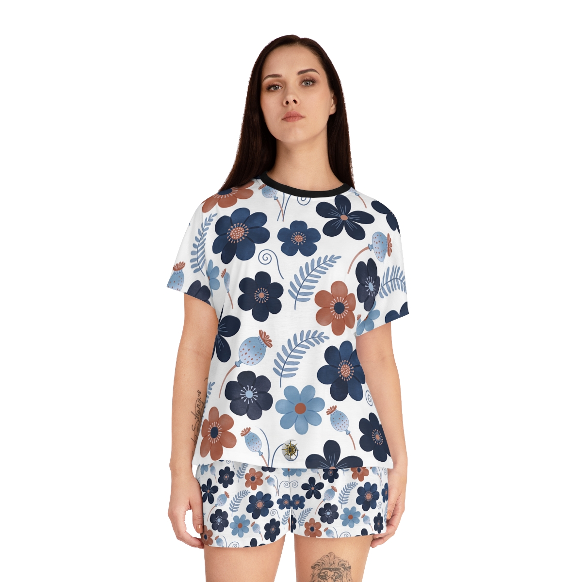 HD Midnight Meadow Florals Women’s Short Pajama Set — additional view