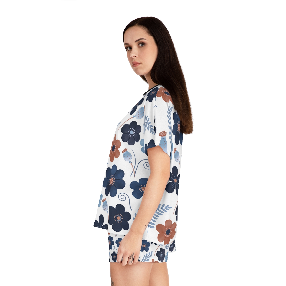 HD Midnight Meadow Florals Women’s Short Pajama Set — additional view