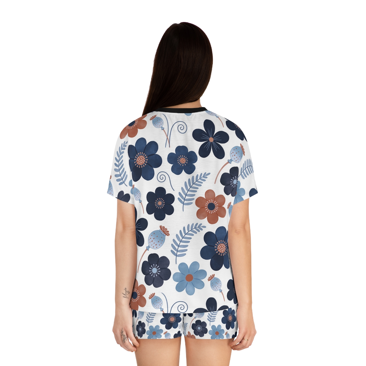 HD Midnight Meadow Florals Women’s Short Pajama Set — additional view