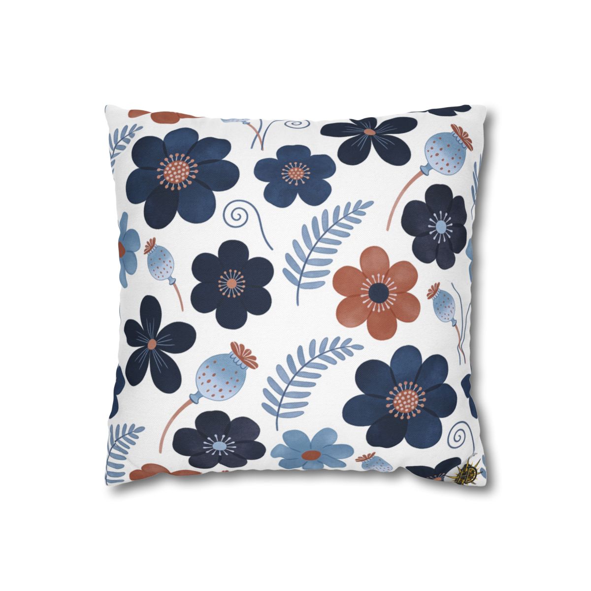 HD Midnight Meadow Florals Square Polyester Pillow Cover