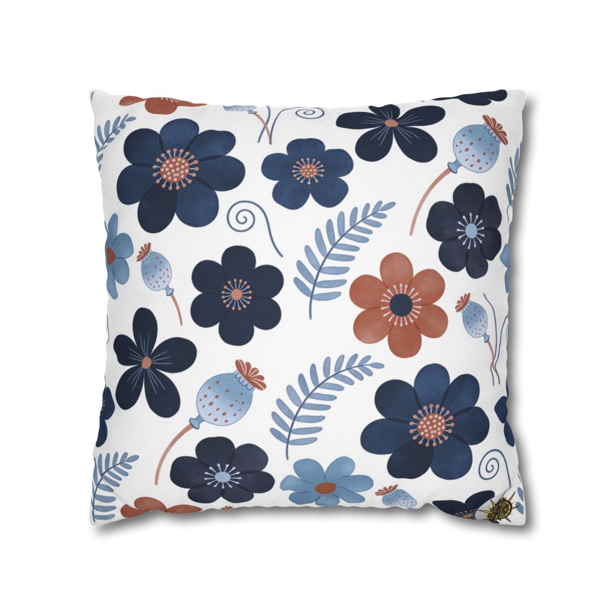 HD Midnight Meadow Florals Square Polyester Pillow Cover — additional view