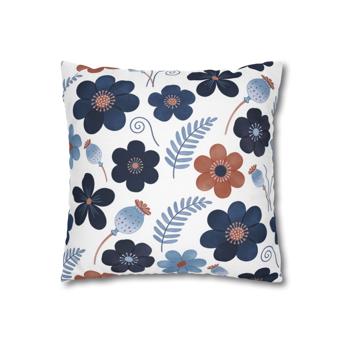 HD Midnight Meadow Florals Square Polyester Pillow Cover — additional view
