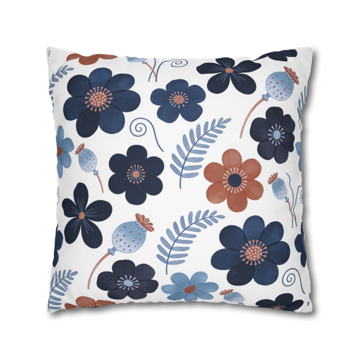 HD Midnight Meadow Florals Square Polyester Pillow Cover — additional view
