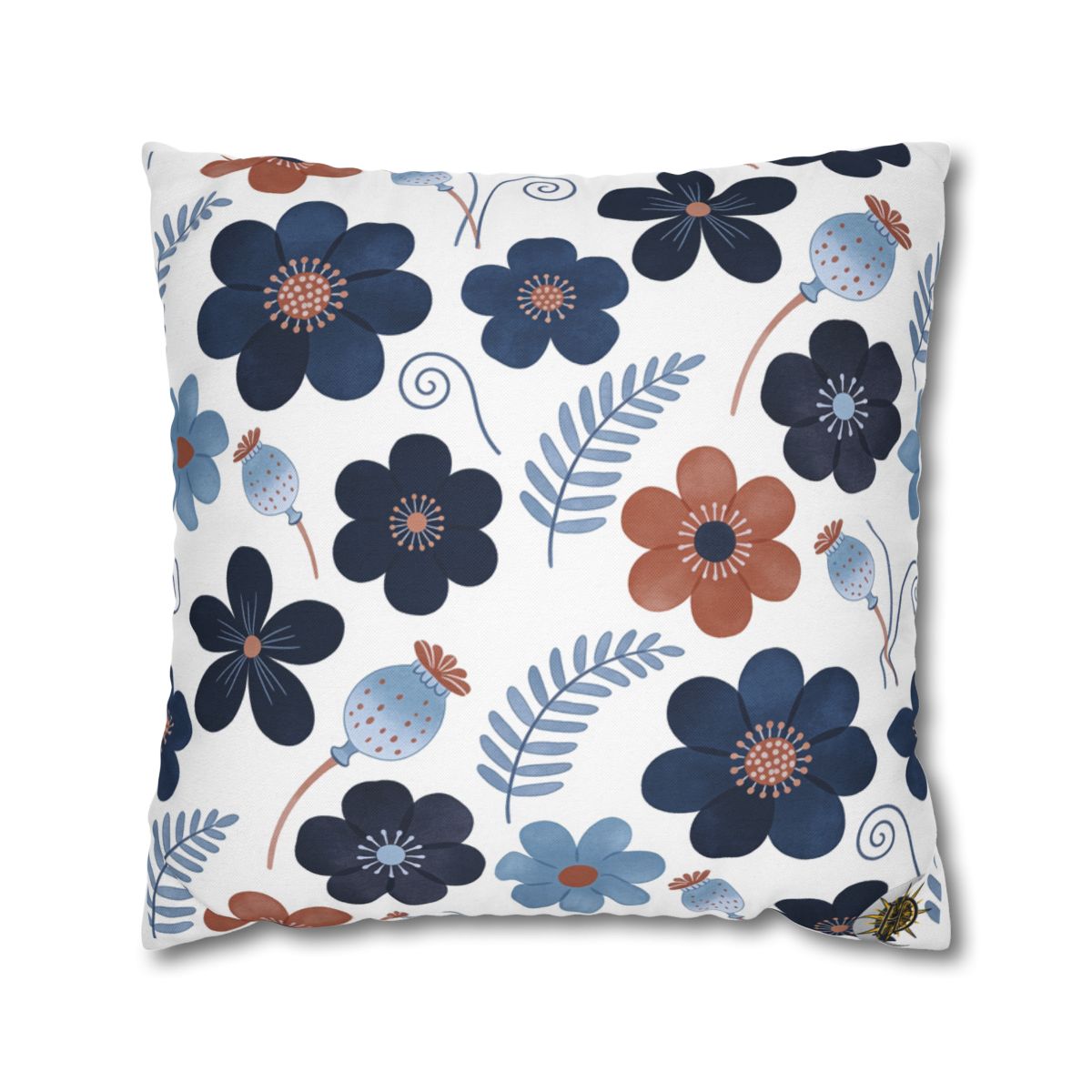 HD Midnight Meadow Florals Square Polyester Pillow Cover — additional view