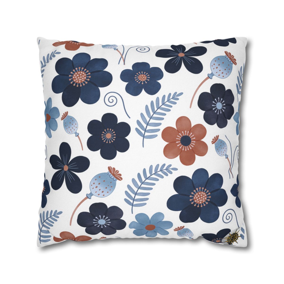 HD Midnight Meadow Florals Square Polyester Pillow Cover — additional view