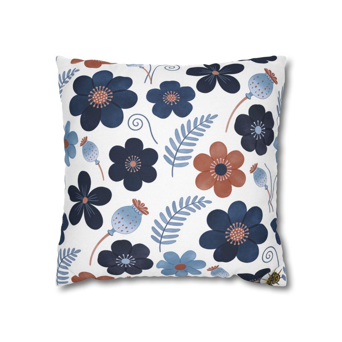 HD Midnight Meadow Florals Square Polyester Pillow Cover — additional view